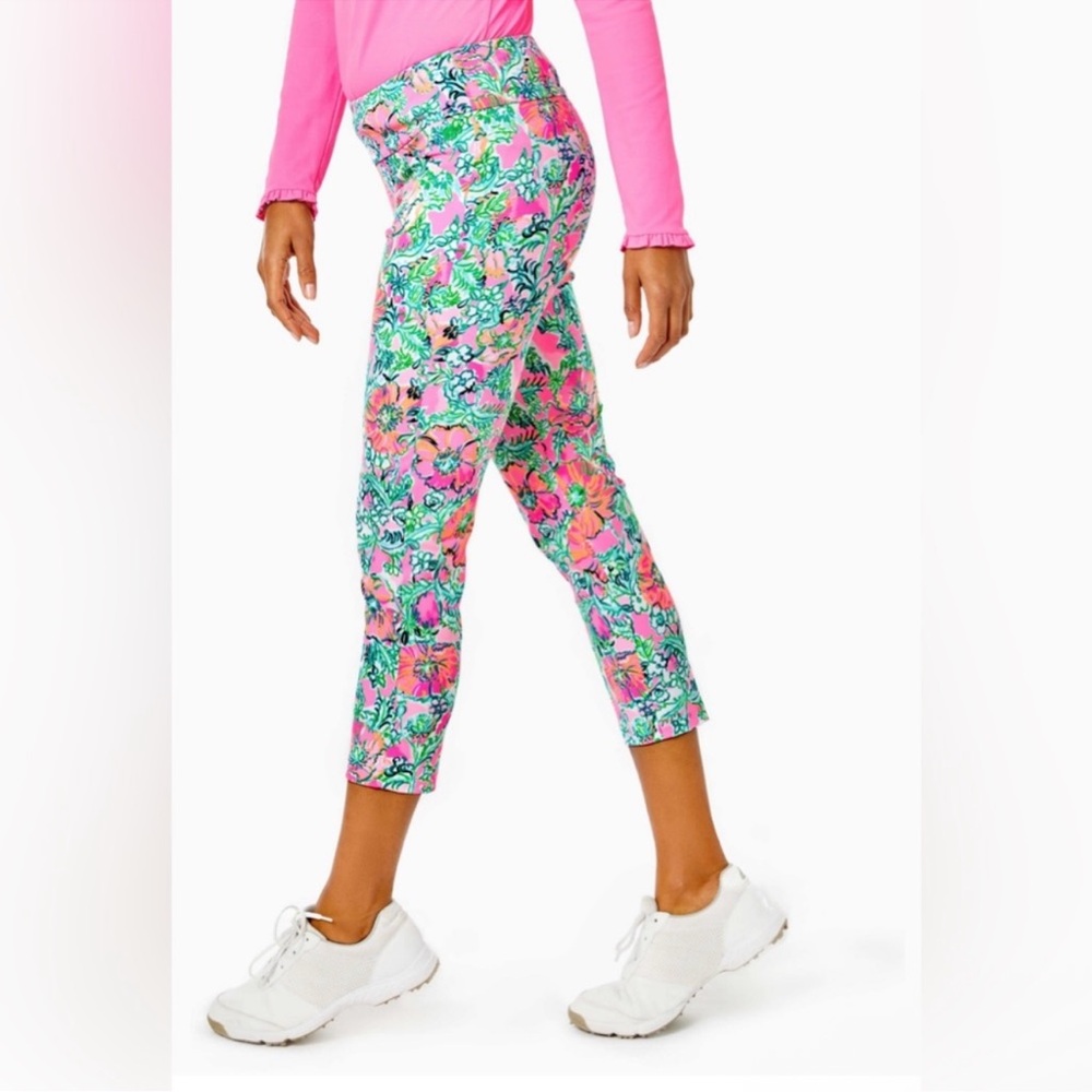 Lilly Pulitzer Luxletic Corso UPF 50 Soleil Pink Perfect Poppy Golf Crop Pant 14